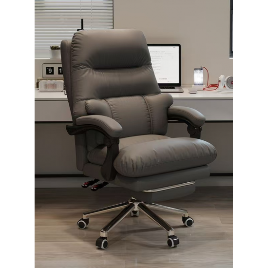 كرسي فاخر للمكتب باللون الرمادي مع وساده am-65